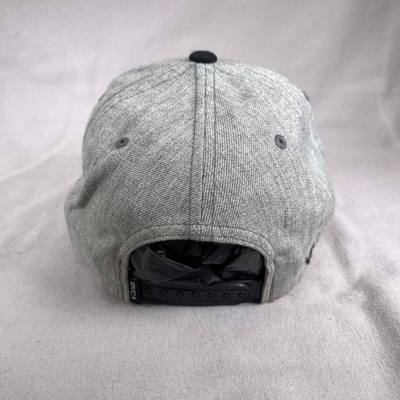 RVCA Hat Mens One Size Gray Snapback Cap Flat Bill Surfer Skater Casual - Picture 3 of 10